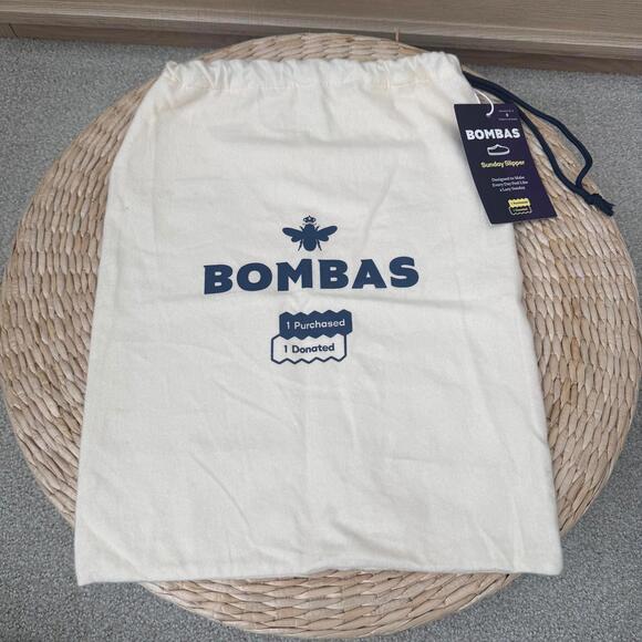 Bombas Handbags - Bombas Sunday Slipper Drawstring Storage Bag | Cream Logo Pouch